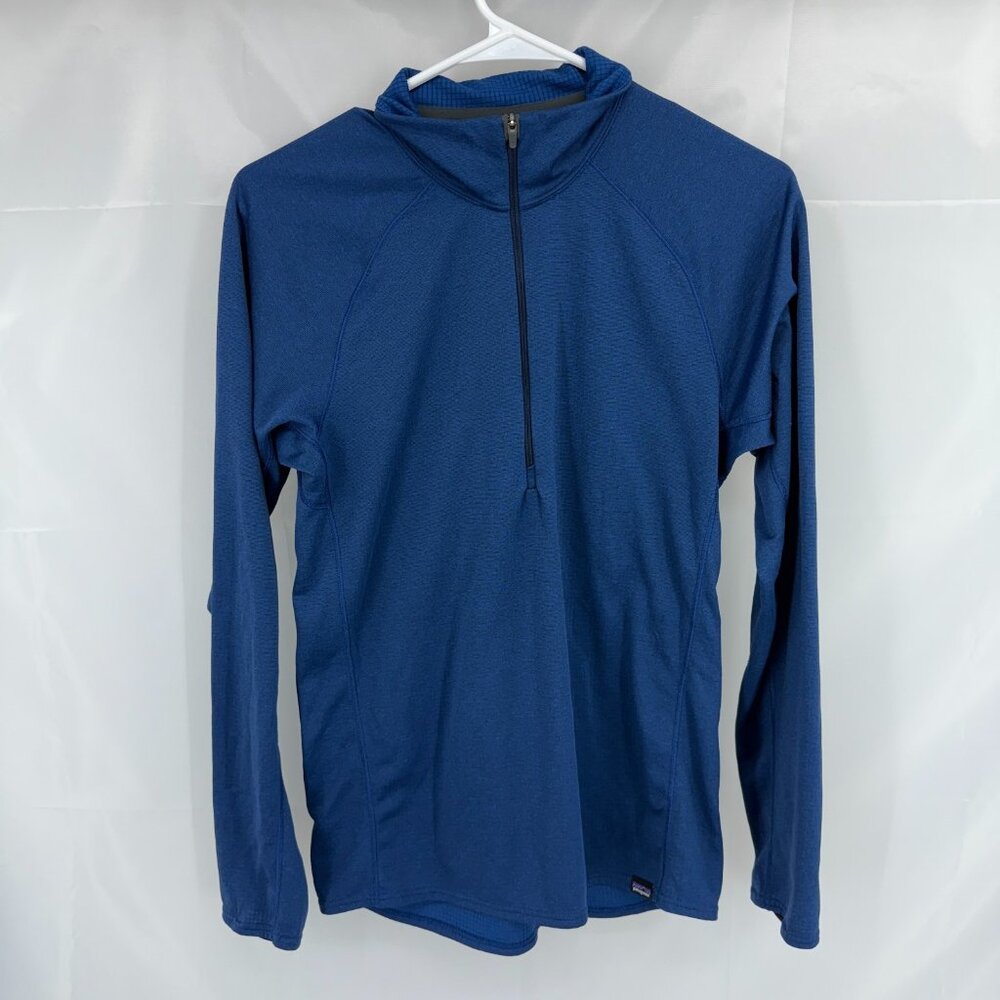 Patagonia Men S Capilene Midweight Baselayer Shirt 1/4 Zip Neck Pullover Blue